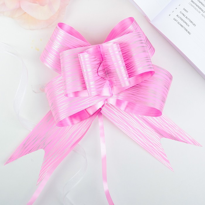 Бант-бабочка №5 "Линии", цвет розовый
