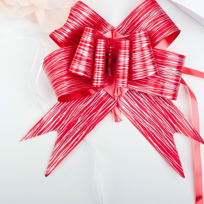 Бант-бабочка №5 "Линии", цвет красный