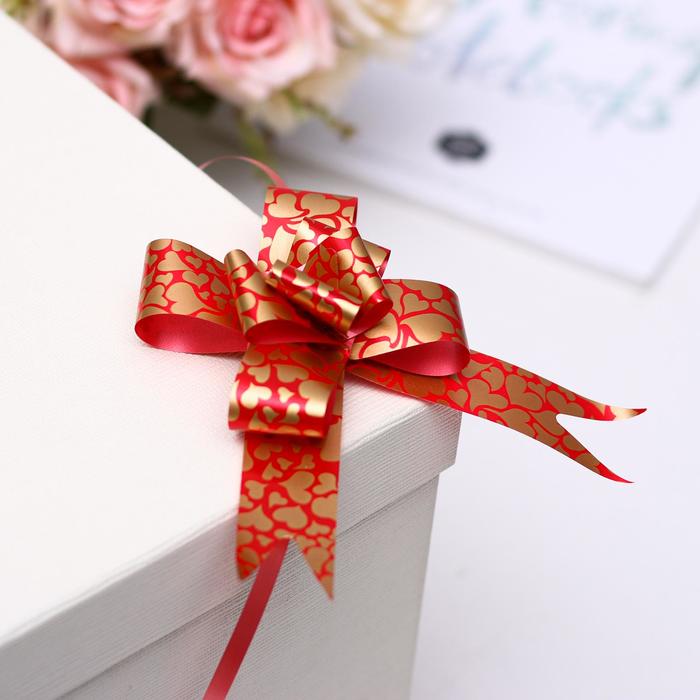 Бант-бабочка №3 "Сердца", цвет красный