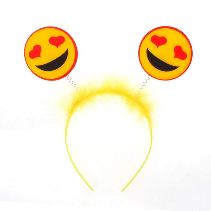 Карнавальный ободок "Смайлик" с сердечками