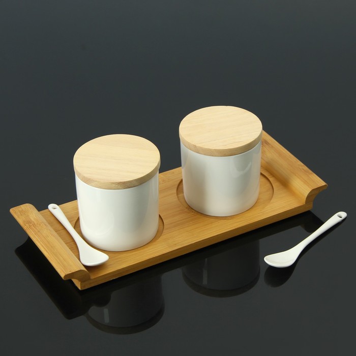 Набор банок для сыпучих продуктов 300 мл "Эстет" на подставке, 2 шт