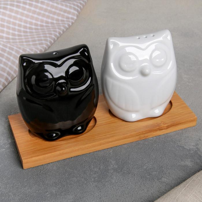 Набор для специй 90 мл "Эстет": 2 предмета на деревянной подставке