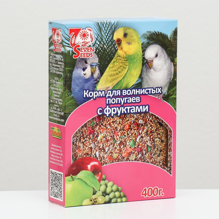 Корм Seven Seeds Special для волнистых попугаев, с фруктами, 400 г корм seven seeds для волнистых попугаев 500 г