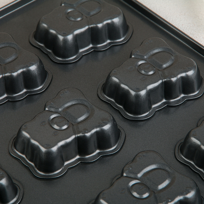 Форма для выпечки с а/п покрытием "Мишка" 12 ячеек 25х27х3 см