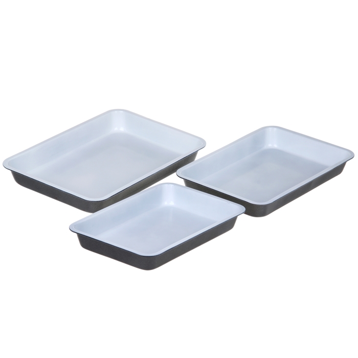 Набор форм для выпечки с керамическим покрытием "Флёри" 3 шт 28,5/32/35х4 см, серый