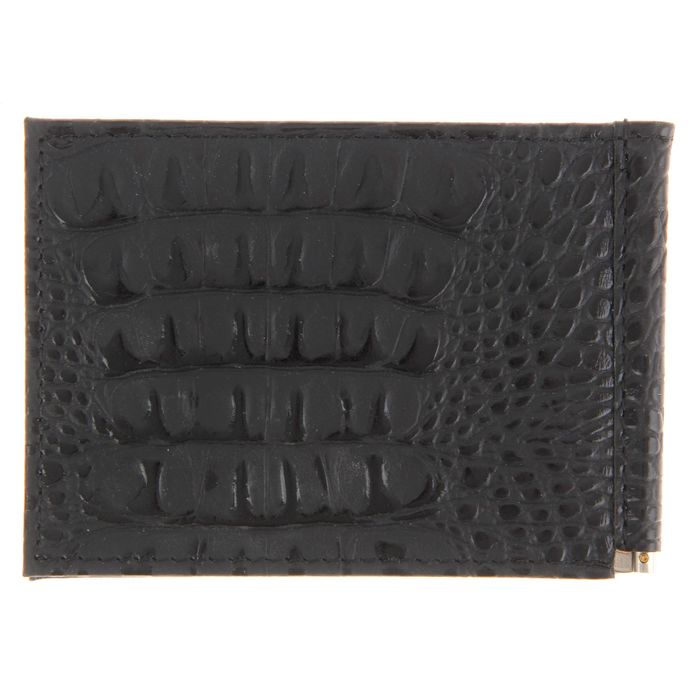 Зажим для купюр, отдел для карт, кайман, цвет чёрный