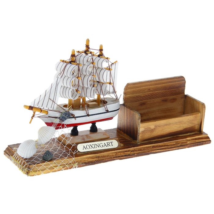 Набор настольный «Корабль с сетью» с визитницей, микс, 25,5 х 6,3 х 5 см
