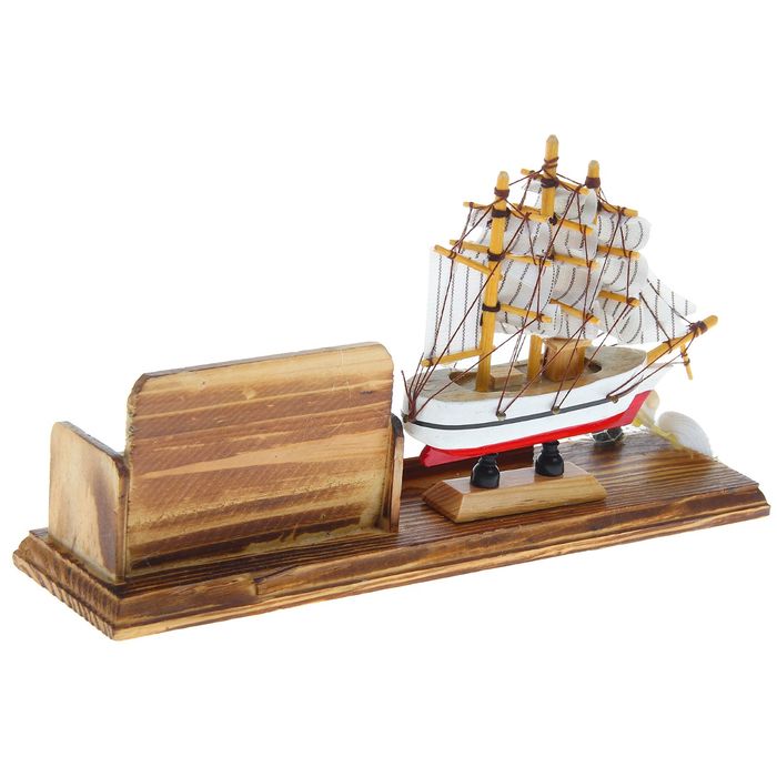 Набор настольный «Корабль с сетью» с визитницей, микс, 25,5 х 6,3 х 5 см