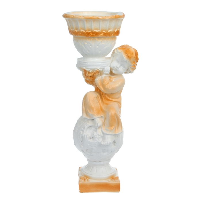 Фигурное кашпо "Мальчик на шаре" белое золото