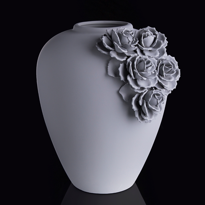 Ваза интерьерная "Цветы", серая, 38 × 38 × 43 см