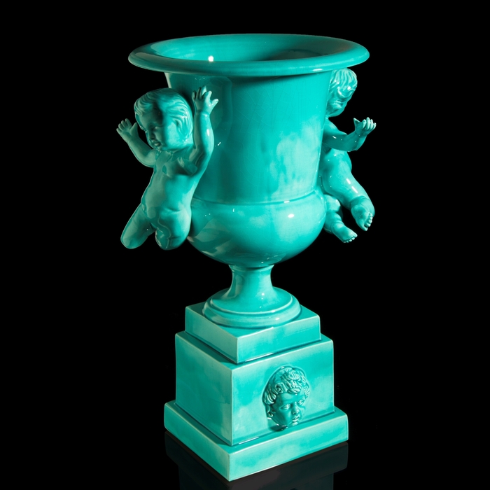 Ваза интерьерная "Ангелы" бирюзовая глянцевая