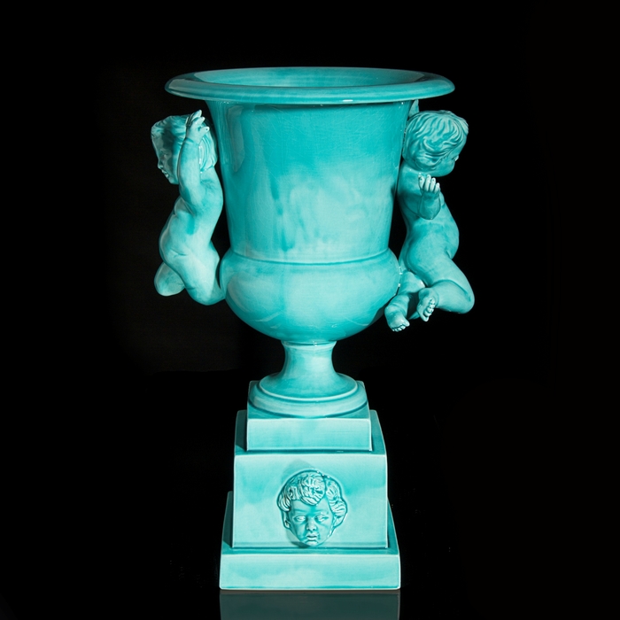 Ваза интерьерная "Ангелы" бирюзовая глянцевая