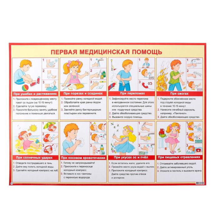 Плакат "Первая медицинская помощь" 500х690 мм