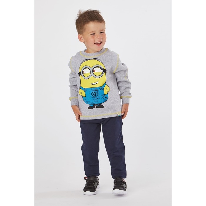 Джемпер для мальчика "Миньоны", рост 104 см (60), цвет серый меланж ZB 23001_Д