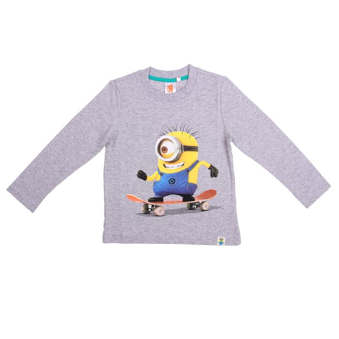 Джемпер для мальчика "Миньоны", рост 98 см (56), цвет серый меланж ZB 03190