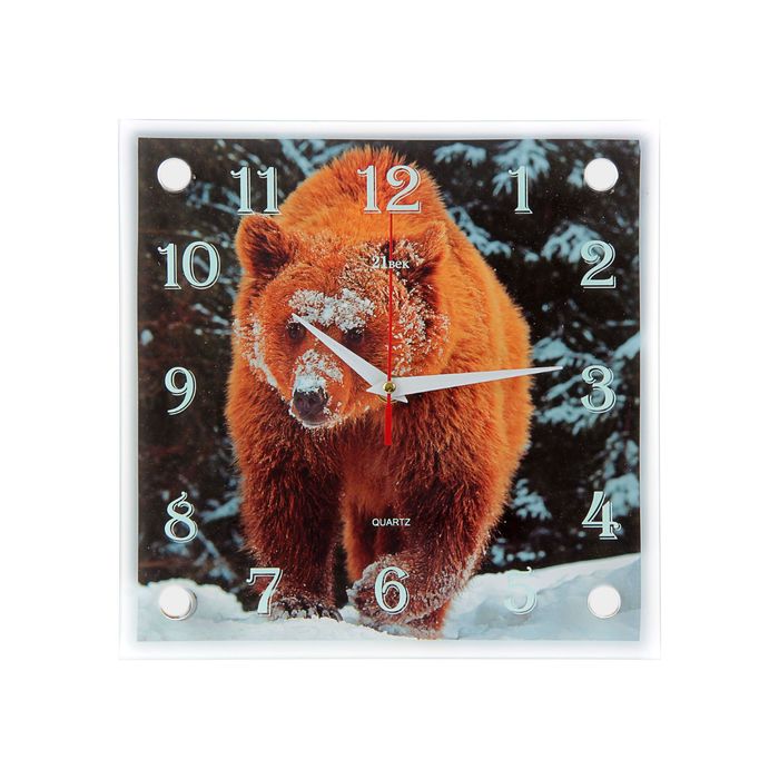 Часы настенные квадратные "Медведь", 25х25 см микс