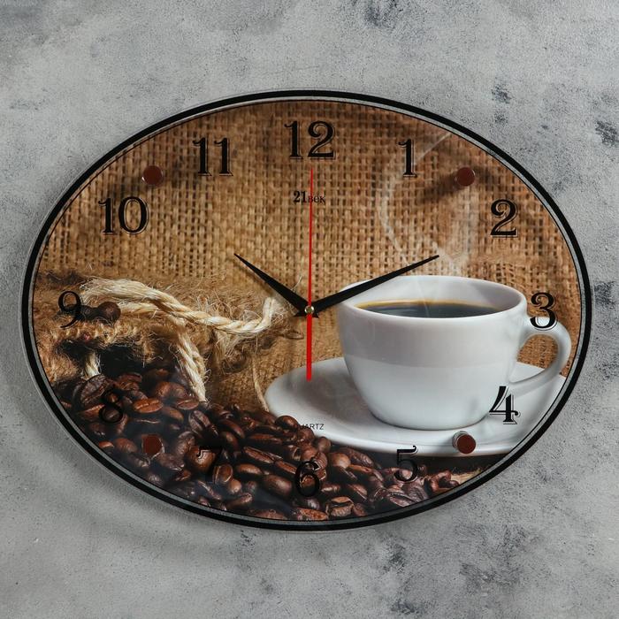 Часы настенные овальные "Кофе, зерна", 35х46 см