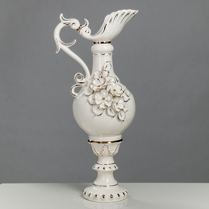 Ваза напольная "Кувшин" белая, лепка