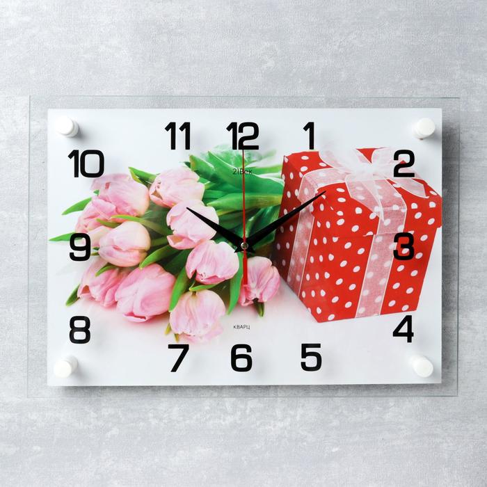 Часы-картина настенные, серия: Цветы, Подарок, плавный ход, 25х35 см