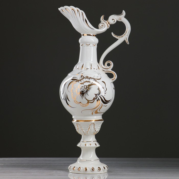 Ваза напольная "Кувшин" золото, белый