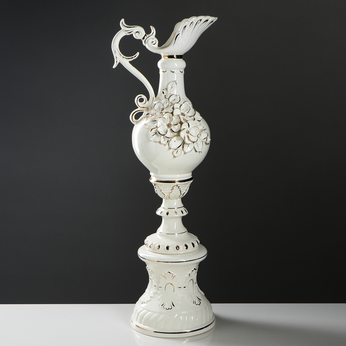 Ваза напольная "Кувшин" подставка, лепка, белая