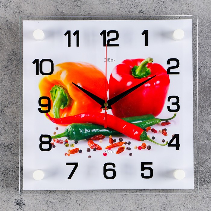 Часы настенные квадратные "Перец", 25х25 см микс