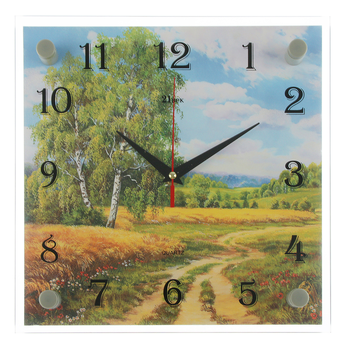 Часы настенные квадратные "Дорога в поле", 25х25 см микс