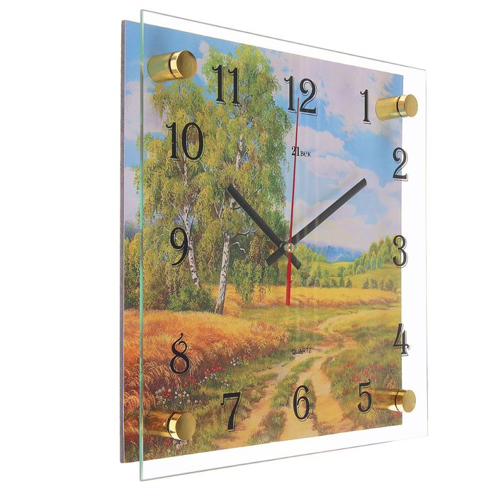 Часы настенные квадратные "Дорога в поле", 25х25 см микс