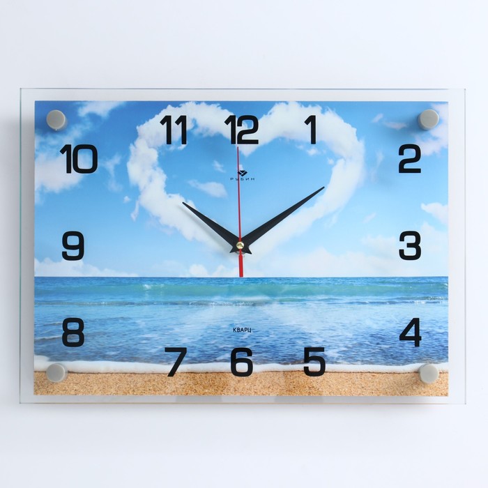 Часы настенные: Море, Сердце из облаков, бесшумные, 25 х 35 см часы настенные море кокосы бесшумные 25 × 35 см