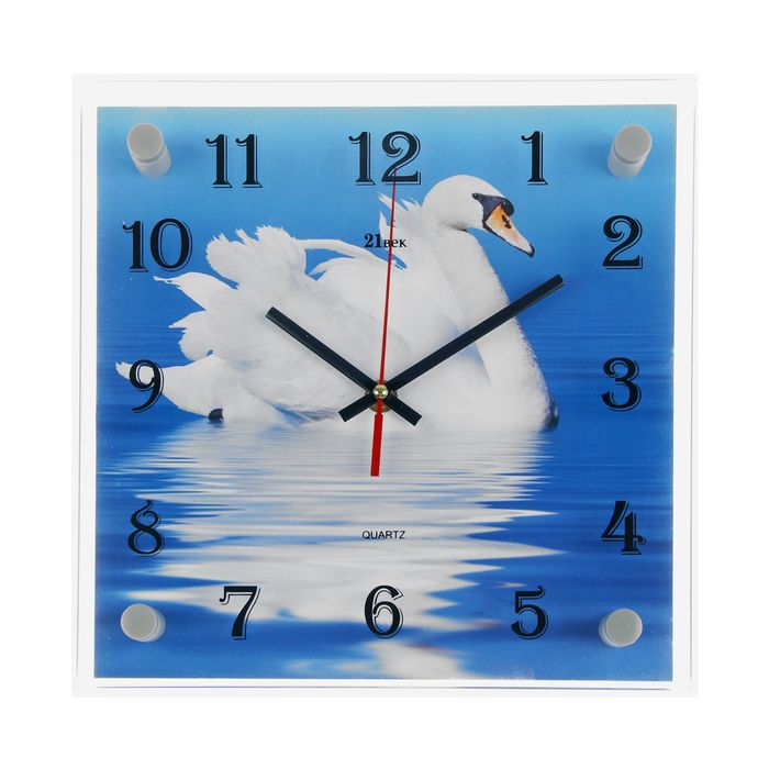 Часы настенные квадратные "Лебедь" 25х25 см микс