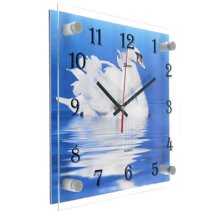 Часы настенные квадратные "Лебедь" 25х25 см микс