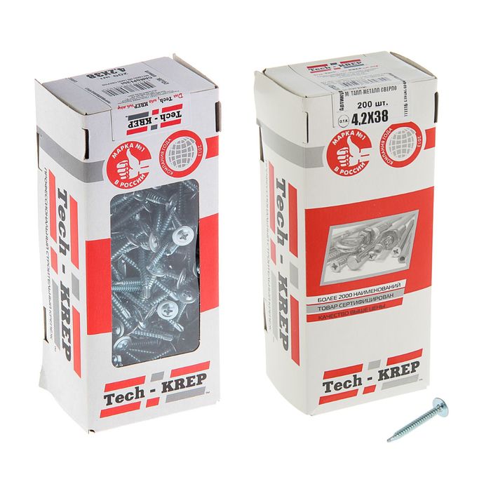 Саморезы с прессшайбой TECH-KREP, ШСММ, 4.2х38 мм, сверло, 200 шт.
