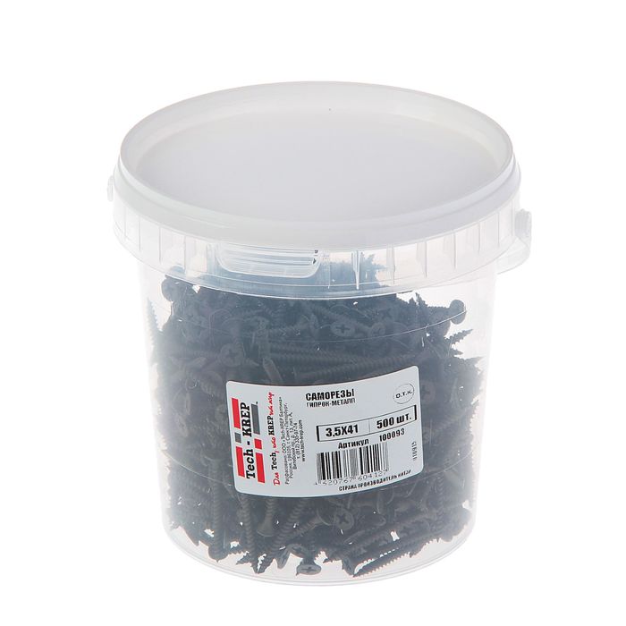 Саморезы по металлу TECH-KREP, ШСГМ, 3.5х41 мм, оксид, частая резьба, 500 шт.