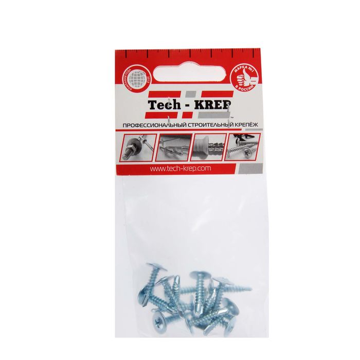 Саморезы с прессшайбой TECH-KREP, ШСММ, 4.2х19 мм, сверло, 15 шт.