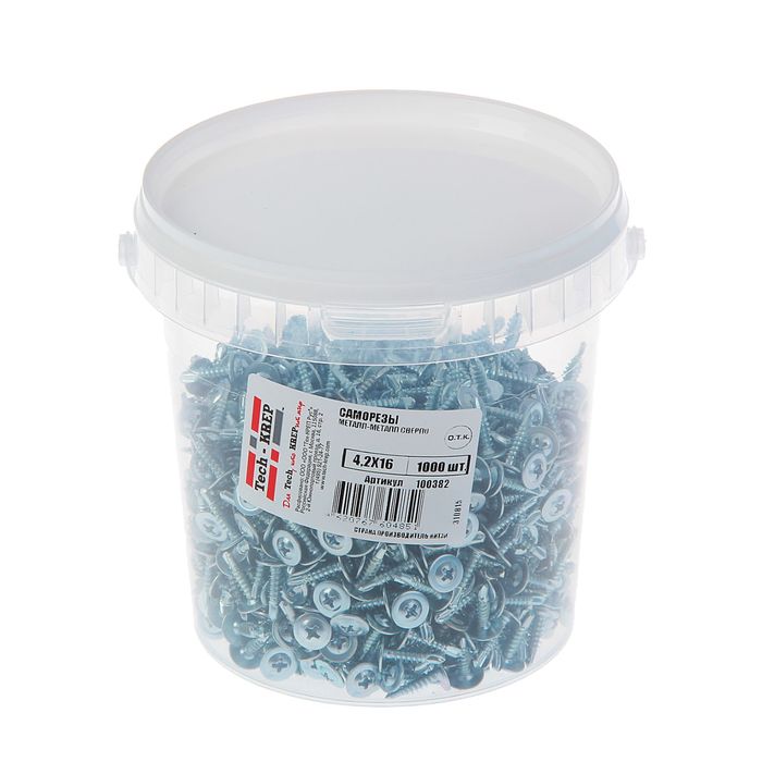 Саморезы с прессшайбой TECH-KREP, ШСММ, 4.2х16 мм, сверло, 1000 шт.