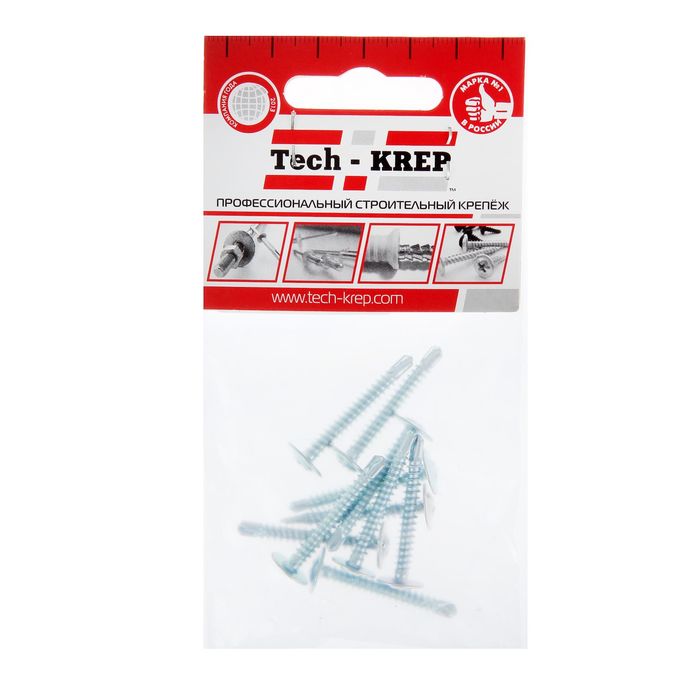 Саморезы с прессшайбой TECH-KREP, ШСММ, 4.2х32 мм, сверло, 10 шт.