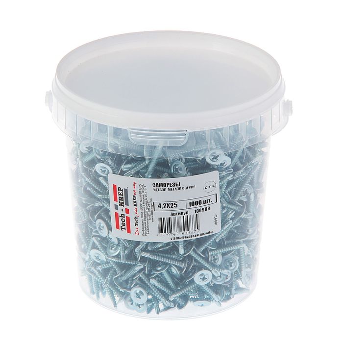 Саморезы с прессшайбой TECH-KREP, ШСММ, 4.2х25 мм, сверло, 1000 шт.
