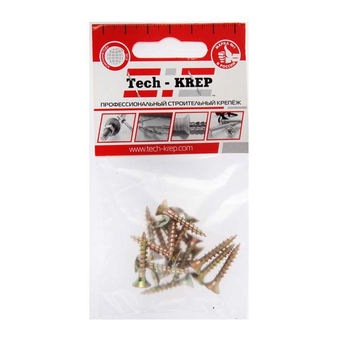 Саморезы универсальные TECH-KREP, ШУж, 4.5х25 мм, жёлтый цинк, потай, 18 шт.