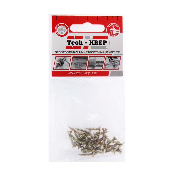 Саморезы универсальные TECH-KREP, ШУж, 3х16 мм, жёлтый цинк, потай, 35 шт.