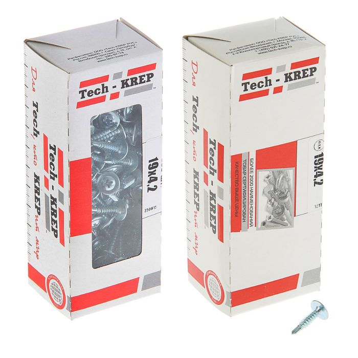Саморезы с прессшайбой TECH-KREP, ШСММ, 4.2х19 мм, сверло, 200 шт.