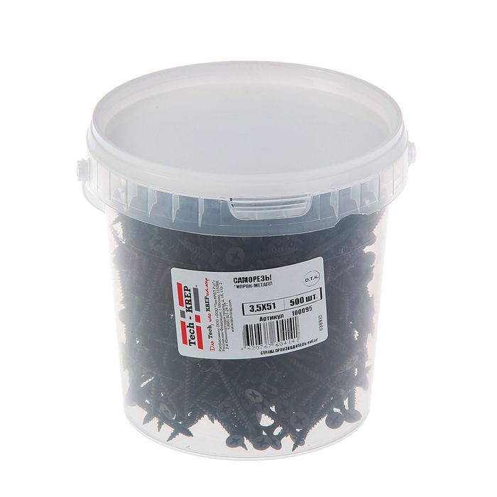 Саморезы по металлу TECH-KREP, ШСГМ, 3.5х51 мм, оксид, частая резьба, 500 шт.