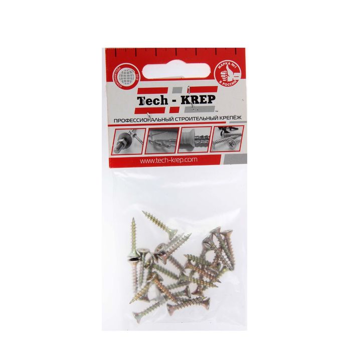 Саморезы универсальные TECH-KREP, ШУж, 3.5х20 мм, жёлтый цинк, потай, 26 шт.