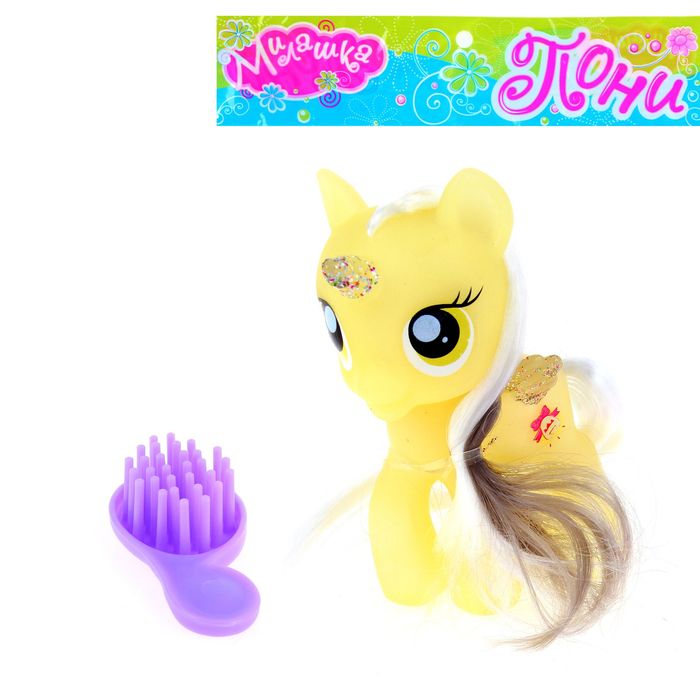 Пони неоновая "Единорожка" с аксессуарами, в темноте светится, МИКС