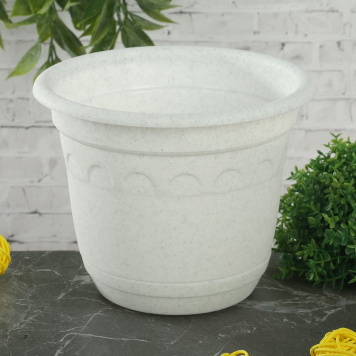 Горшок 0,9 л "Колывань" с поддоном d=14 см, цвет мрамор