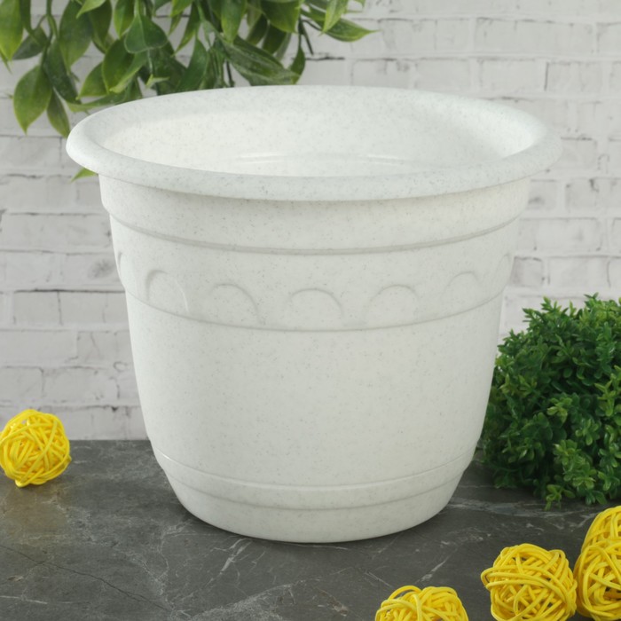 Горшок 1,8 л "Колывань" с поддоном d=18 см, цвет мрамор