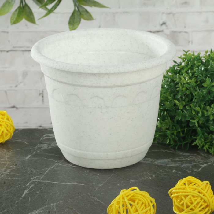 Горшок 0,45 л "Колывань" с поддоном d=11 см, цвет мрамор