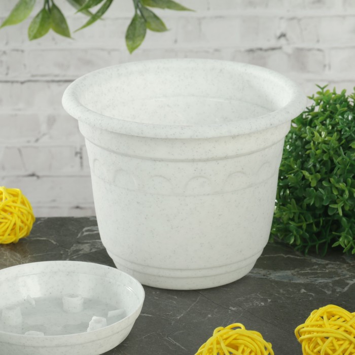 Горшок 0,45 л "Колывань" с поддоном d=11 см, цвет мрамор