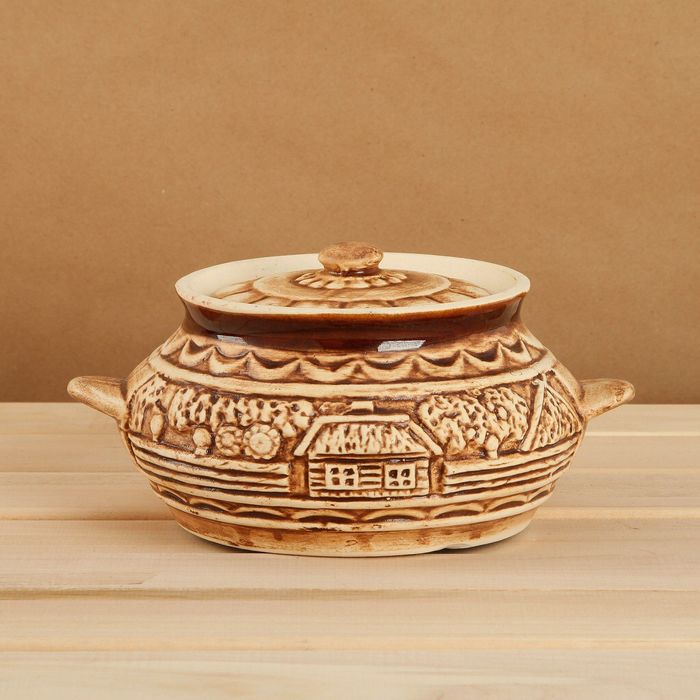 Горшочек для запекания "Колбасница" шамот, надпись, 1,3 л