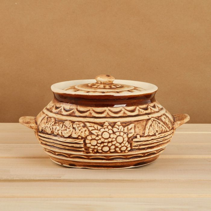 Горшочек для запекания "Колбасница" шамот, надпись, 1,3 л