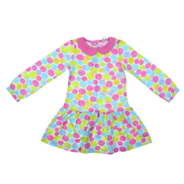 Платье для девочки с длинным рукавом "Цветные круги", рост 122-128 см